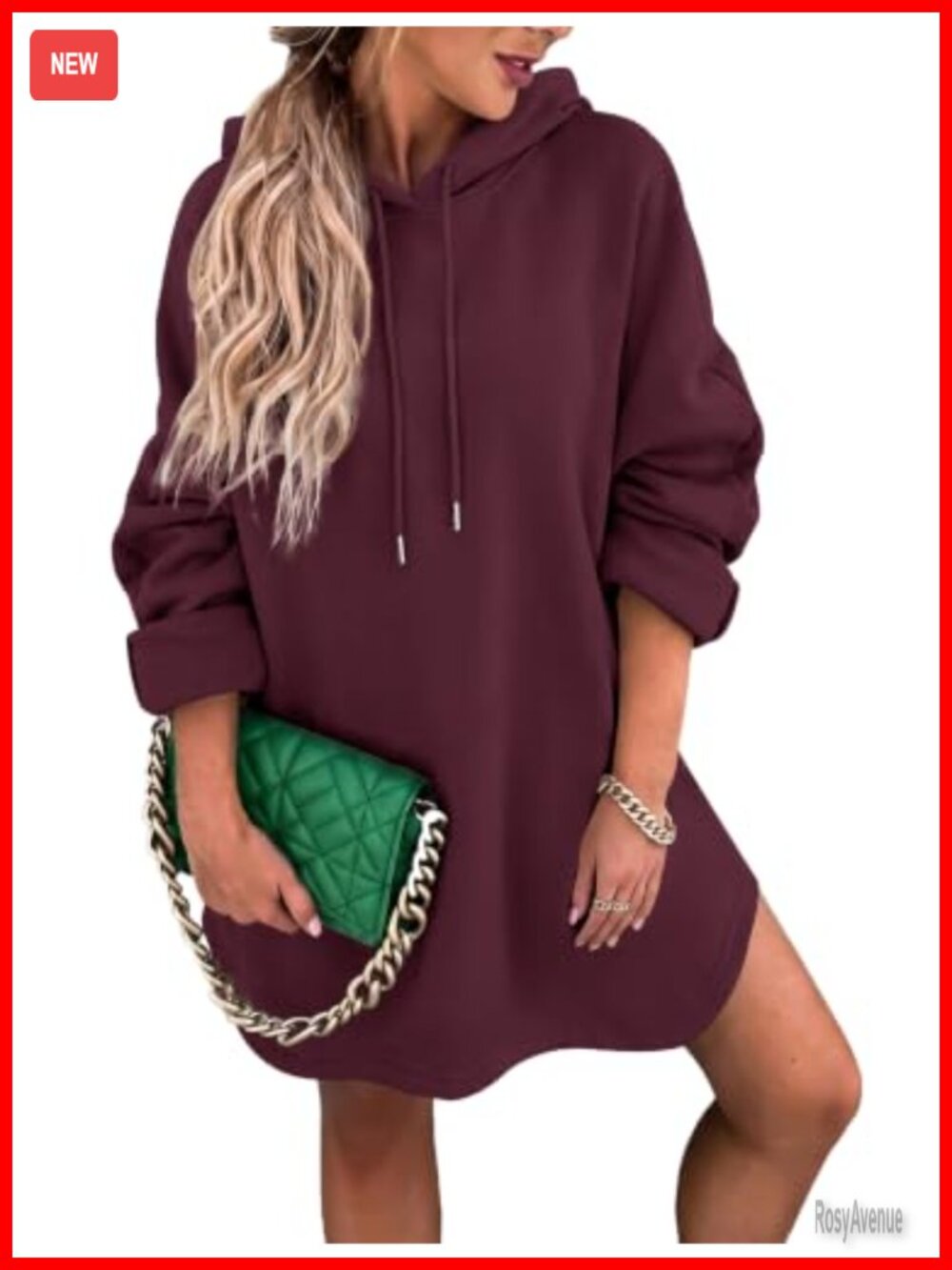 Oversized Fleece Lined Hoodie Dress Long Sleeve Pullover Tunic
